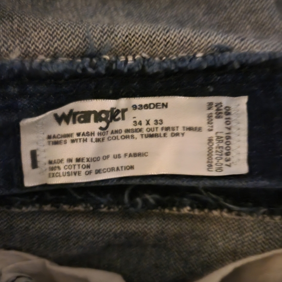 Men's Wrangler 936Den Cowboy Cut Slim Fit Denim Jeans - Picture 6 of 6